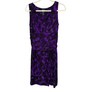 Lauren Ralph Lauren Size 12 Black Purple Figure Flattering Career Wear Dress